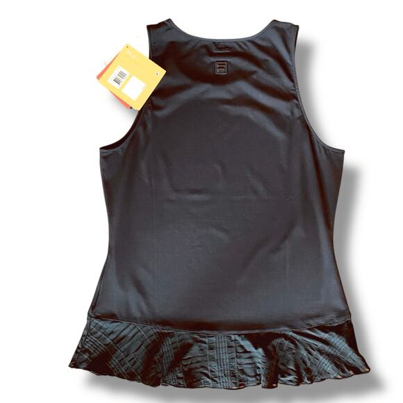 NWT Fila Activewear One Peplum Tank Top Sz M Black Fitted Stretchy 30+ UV Pro - Picture 2 of 12